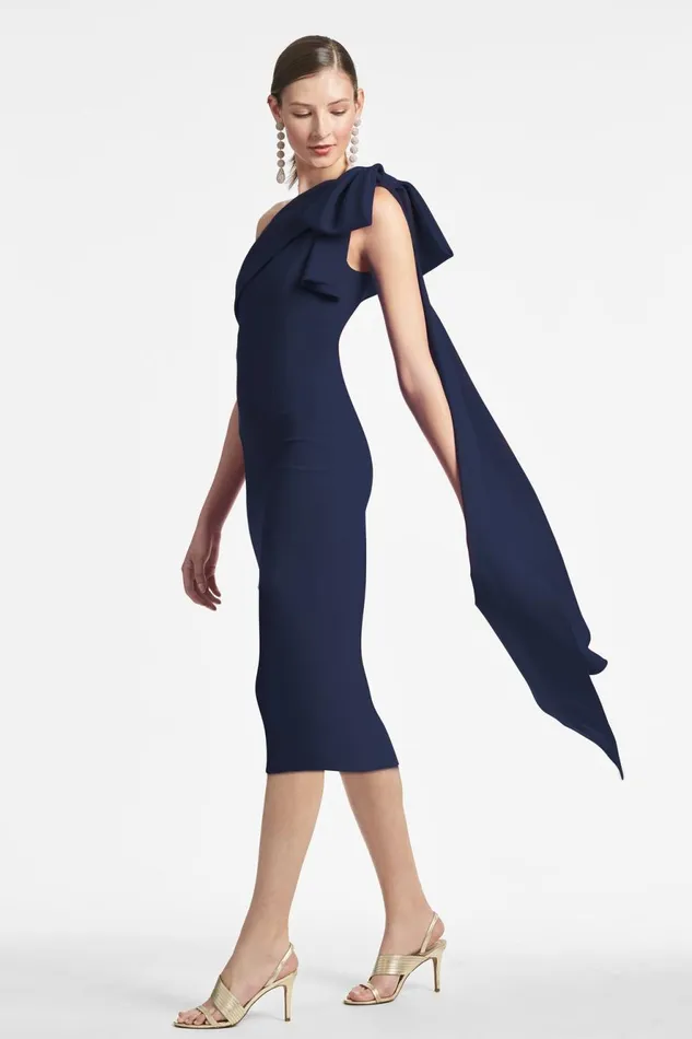Miranda Dress 8211 Navy Women Sachin and Babi One Shoulder