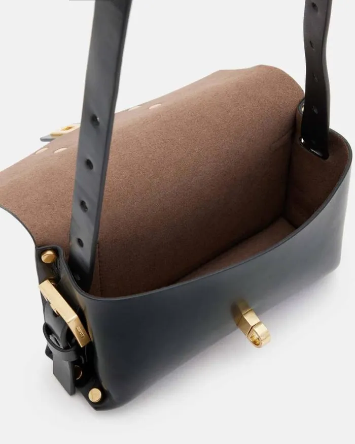 Miro Mini Leather Crossbody Bag Black Women AllSaints Handbags and Wallets