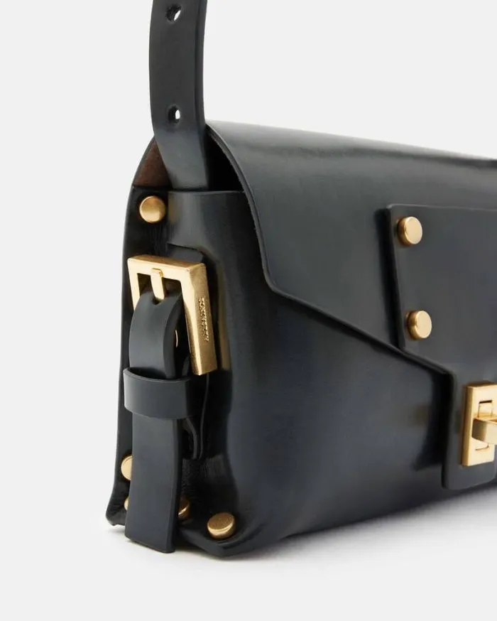 Miro Mini Leather Crossbody Bag Black Women AllSaints Handbags and Wallets
