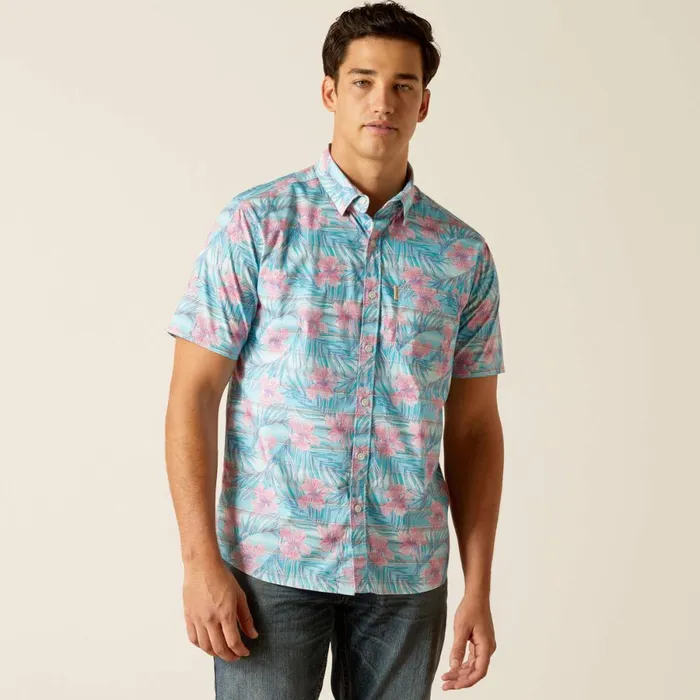 Monroe Stretch Modern Fit Shirt Misty Jade Men Ariat Button Down Shirts