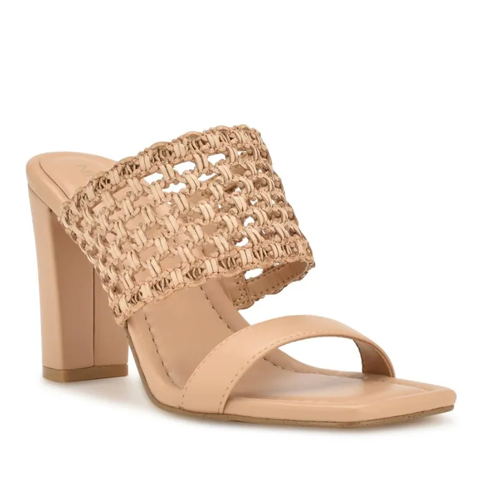 Mylas Heeled Slide Sandals Light Natural Women Nine West High Heels Mylas Heeled Slide Sandals Light Natural Women Nine West High Heels