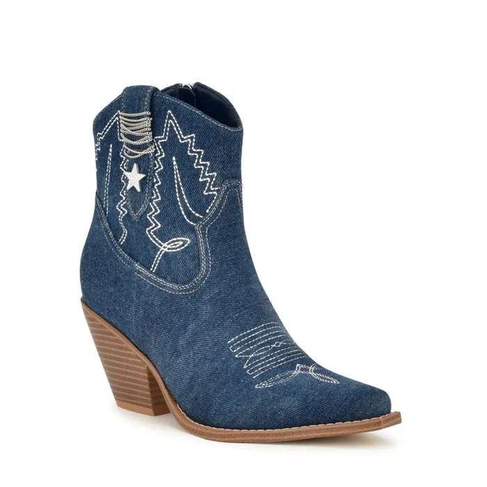 Nallas Western Booties Dark Blue Women Nine West Boots and Booties Nallas Western Booties Dark Blue Women Nine West Boots and Booties
