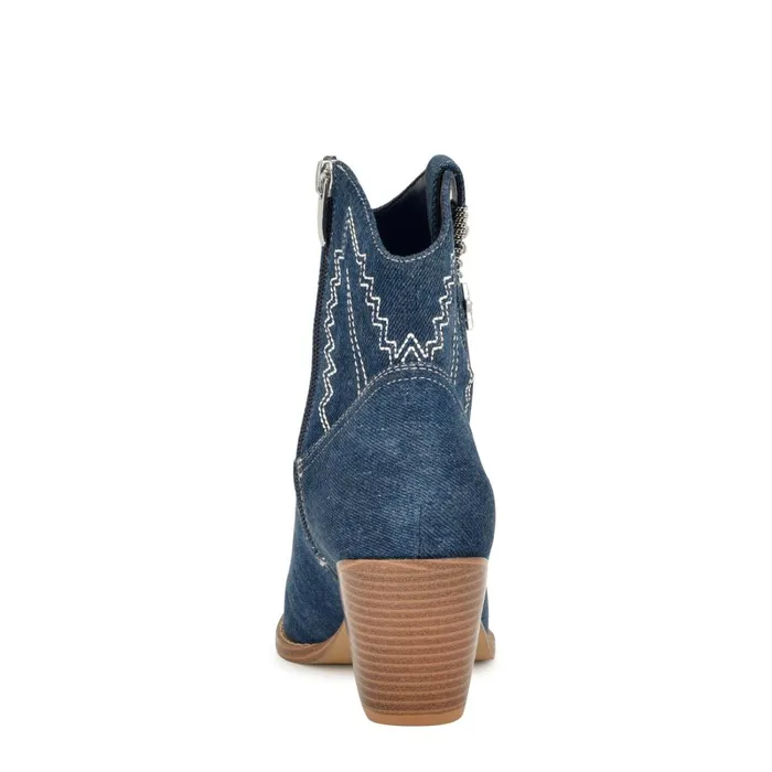 Nallas Western Booties Dark Blue Women Nine West Boots and Booties Nallas Western Booties Dark Blue Women Nine West Boots and Booties