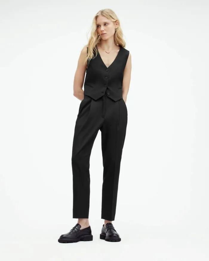 Nellie Tailored Waistcoat Black Women AllSaints Tops and Shirts