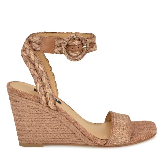Nerisa Espadrille Wedge Sandals Brown Women Nine West Mid Heels