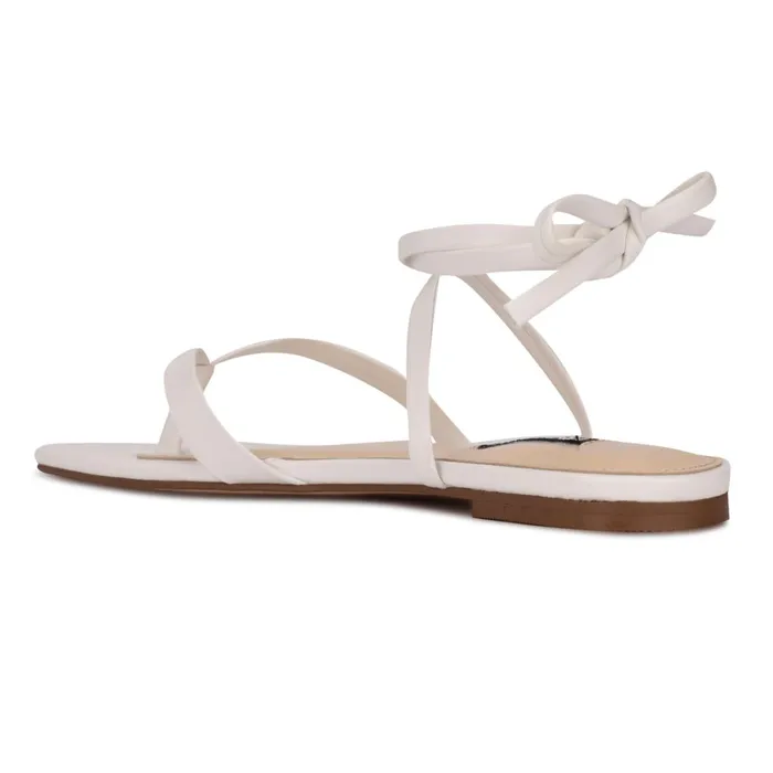 News Ankle Wrap Flat Sandals White Women Nine West Flats News Ankle Wrap Flat Sandals White Women Nine West Flats