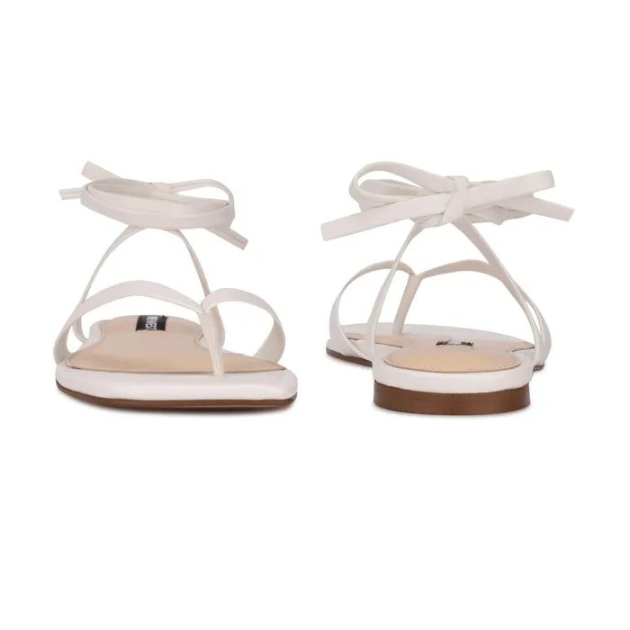 News Ankle Wrap Flat Sandals White Women Nine West Flats News Ankle Wrap Flat Sandals White Women Nine West Flats