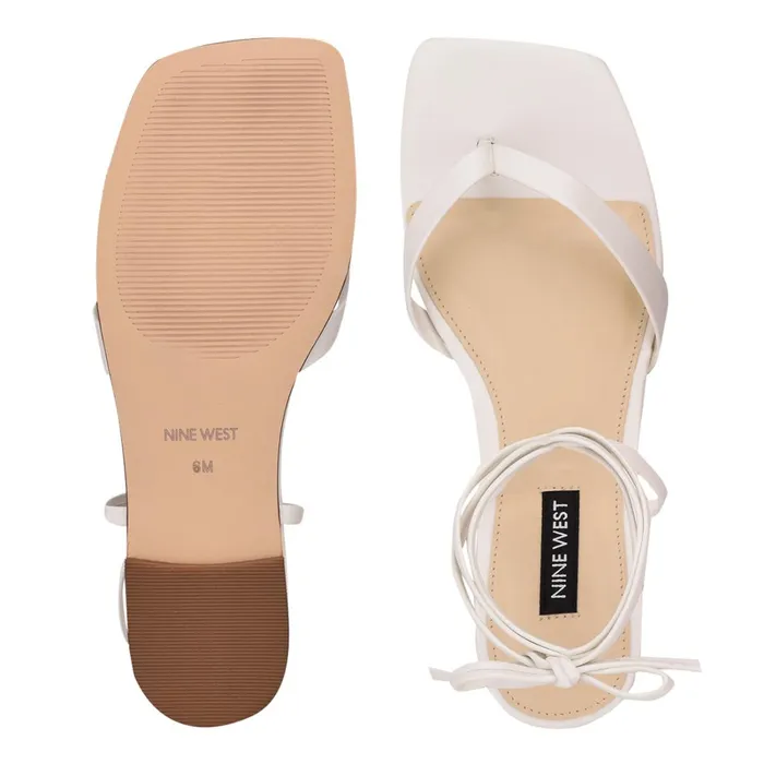News Ankle Wrap Flat Sandals White Women Nine West Flats News Ankle Wrap Flat Sandals White Women Nine West Flats