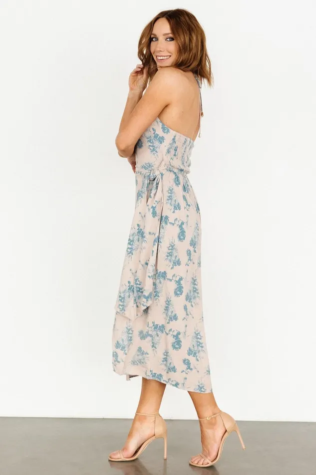 Nicole Faux Wrap Midi Dress Natural Blue Women Baltic Born Midi Dresses Nicole Faux Wrap Midi Dress Natural Blue Women Baltic Born Midi Dresses