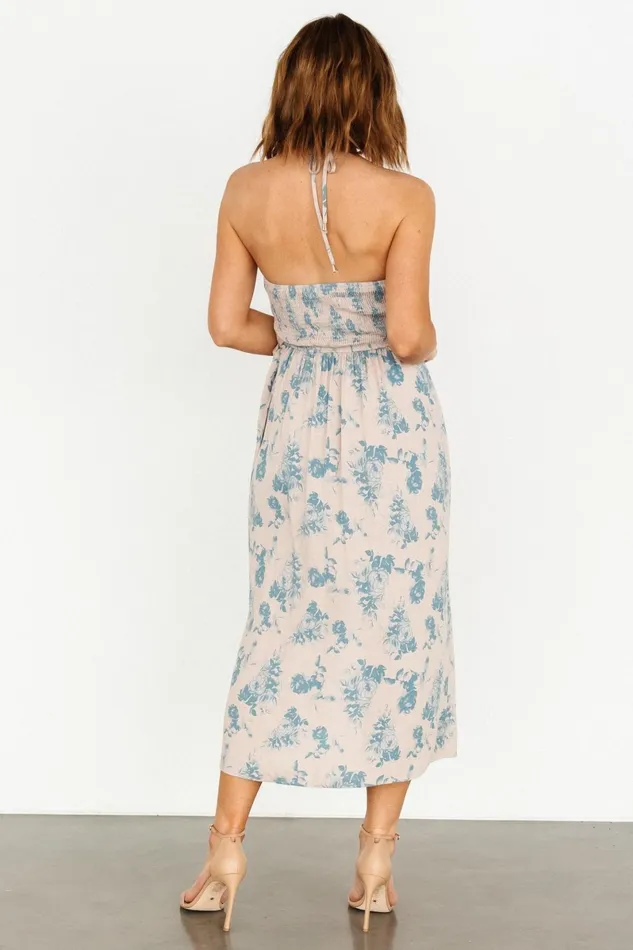 Nicole Faux Wrap Midi Dress Natural Blue Women Baltic Born Midi Dresses Nicole Faux Wrap Midi Dress Natural Blue Women Baltic Born Midi Dresses