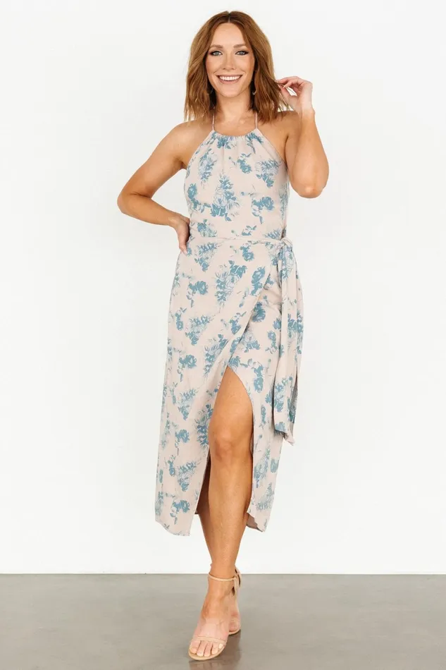 Nicole Faux Wrap Midi Dress Natural Blue Women Baltic Born Midi Dresses Nicole Faux Wrap Midi Dress Natural Blue Women Baltic Born Midi Dresses