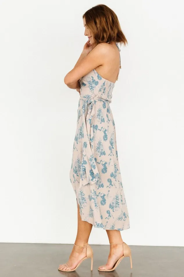 Nicole Faux Wrap Midi Dress Natural Blue Women Baltic Born Midi Dresses Nicole Faux Wrap Midi Dress Natural Blue Women Baltic Born Midi Dresses