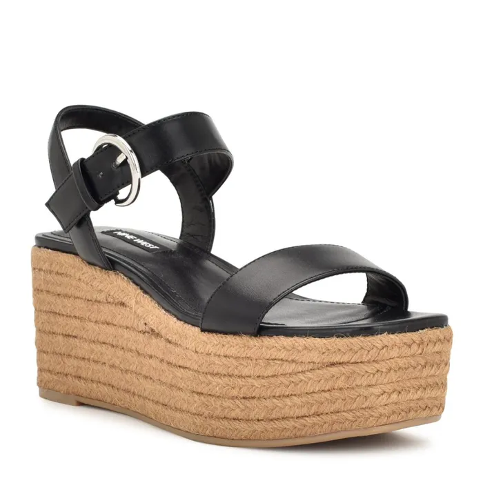 Nillo Espadrille Wedge Sandals Black Women Nine West Wedges Nillo Espadrille Wedge Sandals Black Women Nine West Wedges