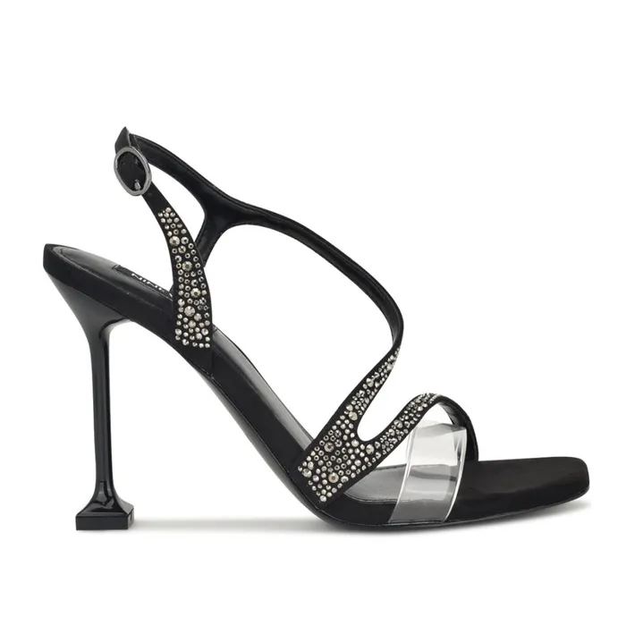 Nines Strappy Heeled Sandals Black Crystal Women Nine West Heeled