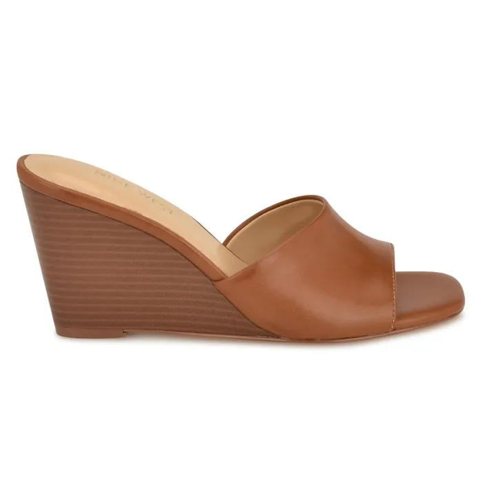 Niya SlipOn Wedge Sandals Dark Natural Women Nine West Mid Heels