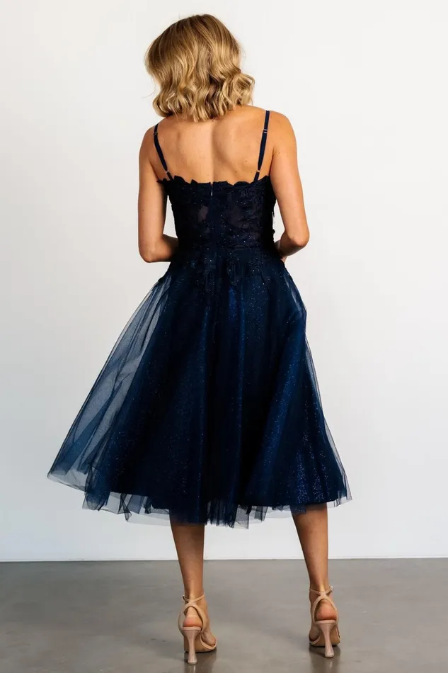 Noelle Shimmer Midi Dress Midnight Blue Women Baltic Born Embellished Sequin Noelle Shimmer Midi Dress Midnight Blue Women Baltic Born Embellished Sequin