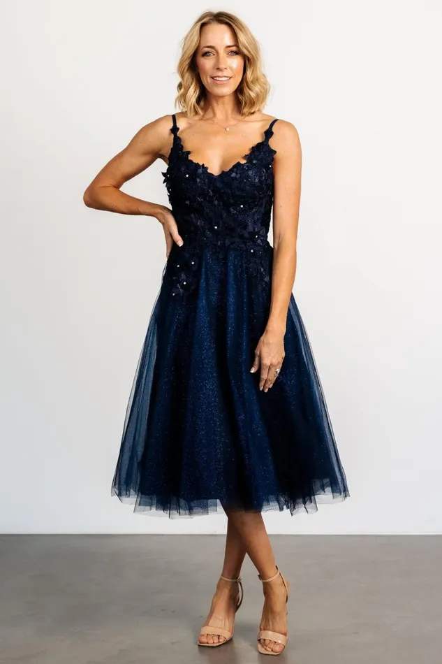 Noelle Shimmer Midi Dress Midnight Blue Women Baltic Born Embellished Sequin Noelle Shimmer Midi Dress Midnight Blue Women Baltic Born Embellished Sequin