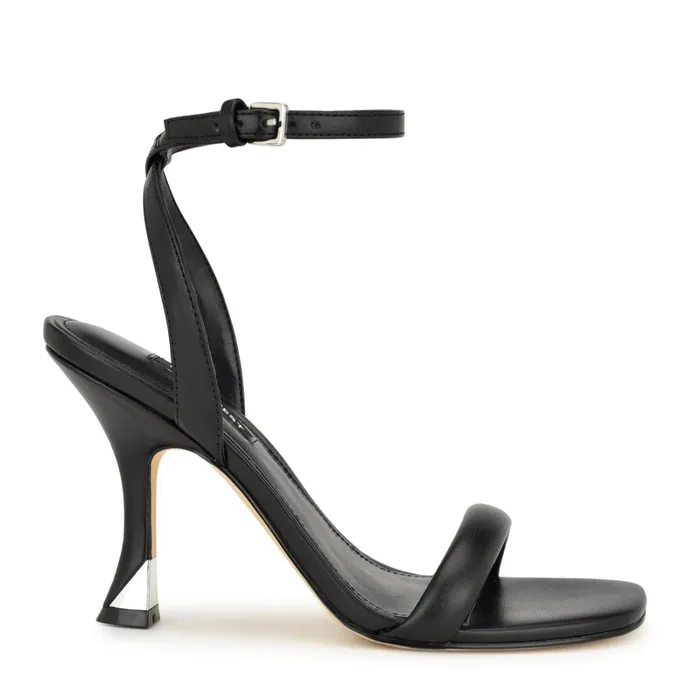 Nyra Ankle Strap Sandals Black Women Nine West Mid Heels