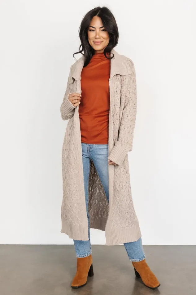 Oakley Long Cardigan Oatmeal Women Baltic Born Cardigans