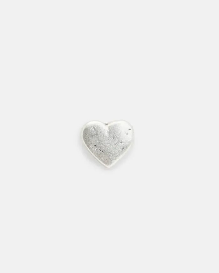 Obi Sterling Silver Heart Stud Earring Warm Silver Men AllSaints Jewelry