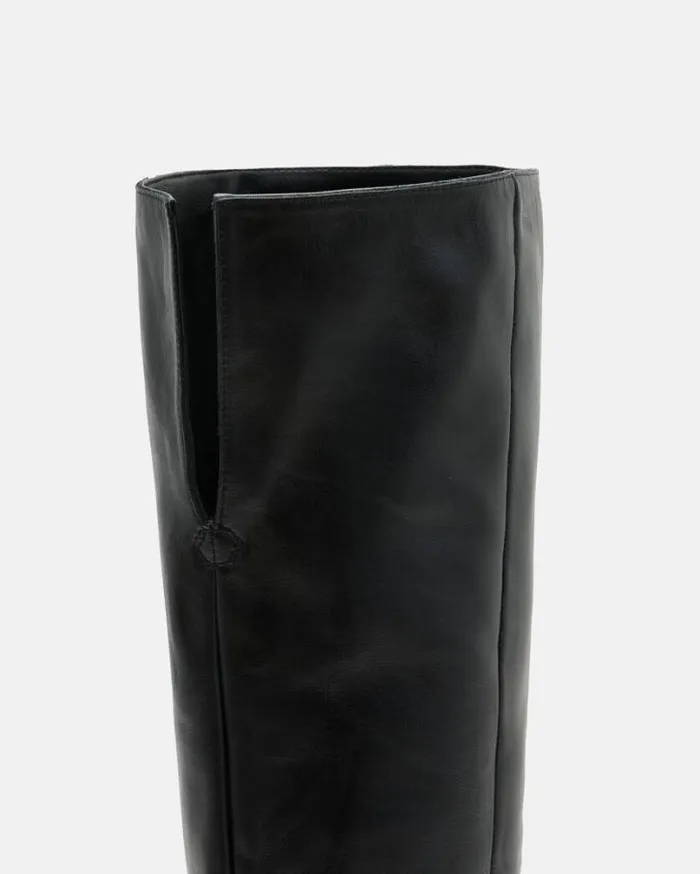 Odyssey Knee High Folding Leather Boots Black Women AllSaints Shoes and Boots Odyssey Knee High Folding Leather Boots Black Women AllSaints Shoes and Boots