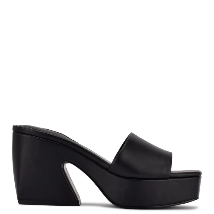 Oklee Platform Slide Sandals Black Women Nine West Platforms