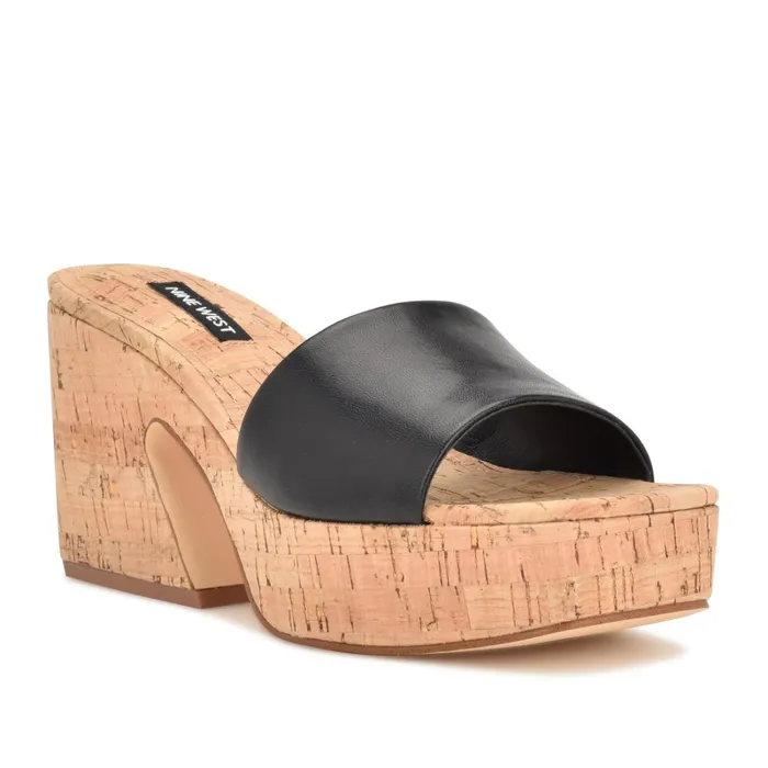 Oklee Platform Slide Sandals Black Women Nine West Platforms Oklee Platform Slide Sandals Black Women Nine West Platforms