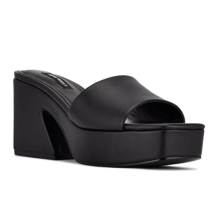 Oklee Platform Slide Sandals Black Women Nine West Platforms Oklee Platform Slide Sandals Black Women Nine West Platforms