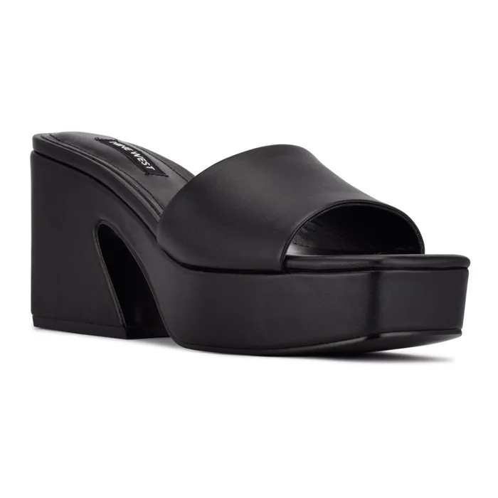 Oklee Platform Slide Sandals Black Women Nine West Platforms Oklee Platform Slide Sandals Black Women Nine West Platforms