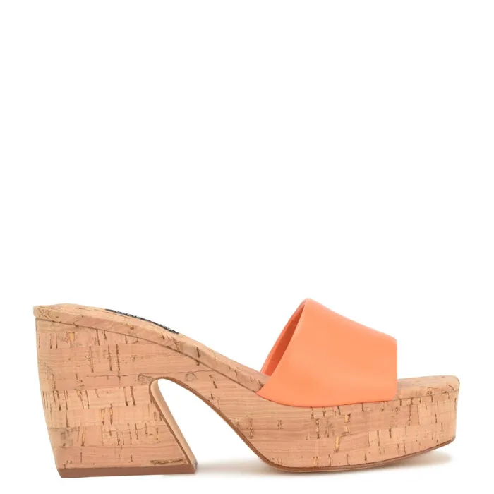 Oklee Platform Slide Sandals Perfect Orange Women Nine West Casual