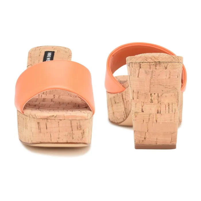 Oklee Platform Slide Sandals Perfect Orange Women Nine West Casual Oklee Platform Slide Sandals Perfect Orange Women Nine West Casual