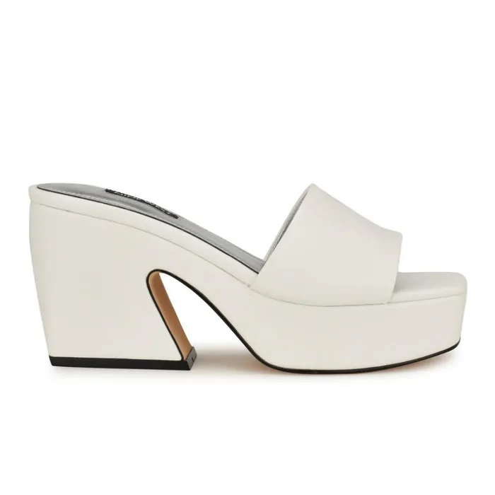Oklee Platform Slide Sandals White Women Nine West Casual