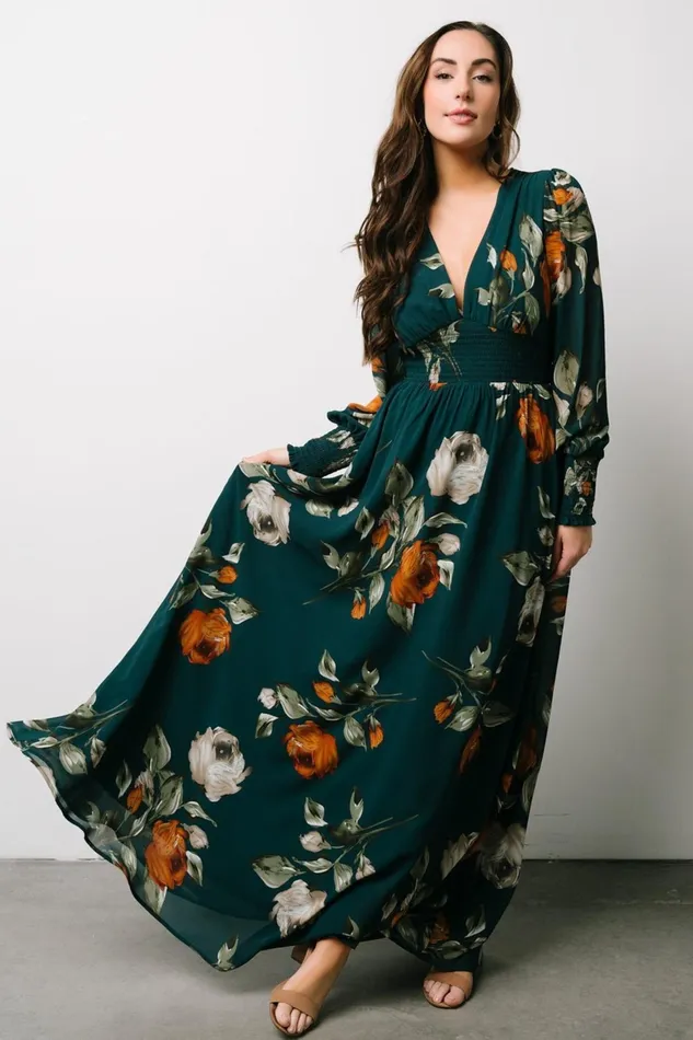 Olivia Maxi Dress Deep Topaz Floral Women Baltic Born Bump Friendly