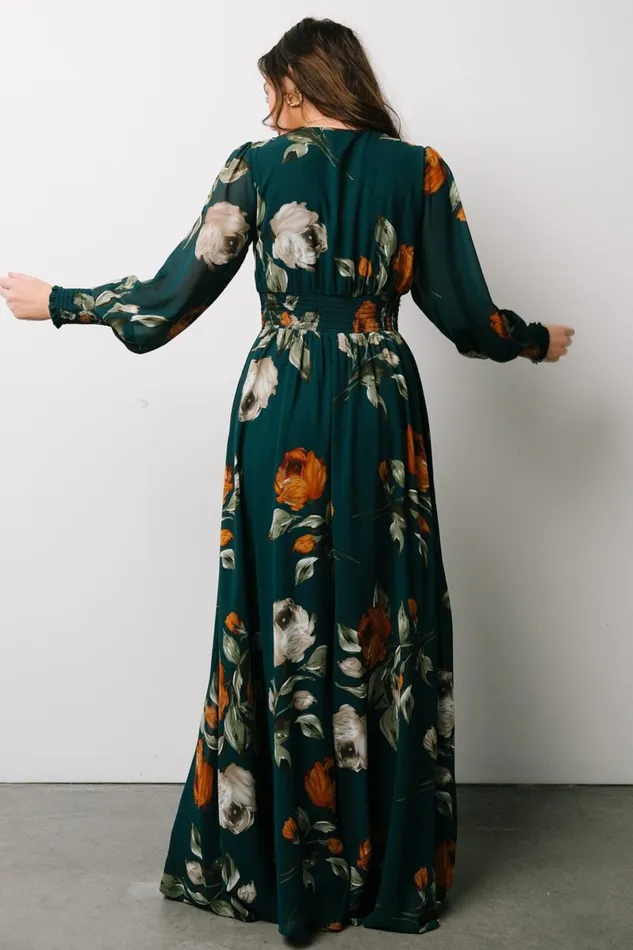 Olivia Maxi Dress Deep Topaz Floral Women Baltic Born Bump Friendly Olivia Maxi Dress Deep Topaz Floral Women Baltic Born Bump Friendly