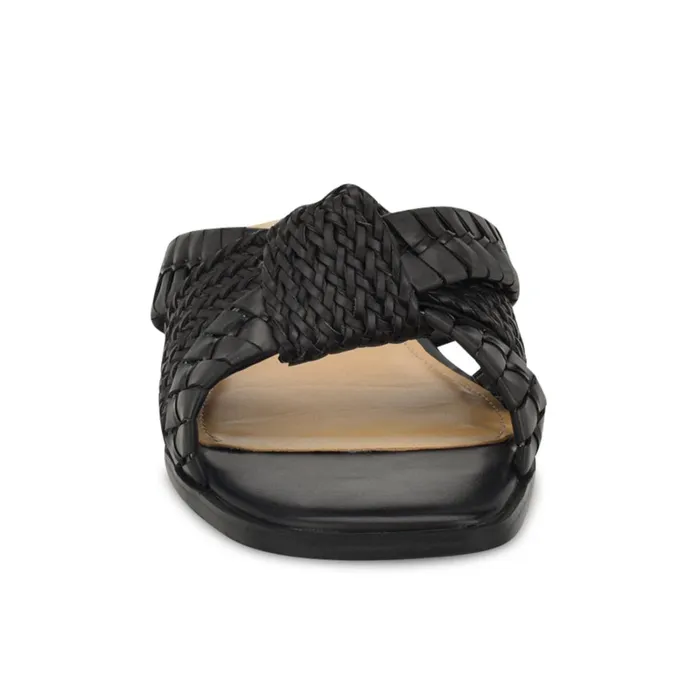 Olson Knotted Flat Slide Sandals Black Women Nine West Casual Olson Knotted Flat Slide Sandals Black Women Nine West Casual