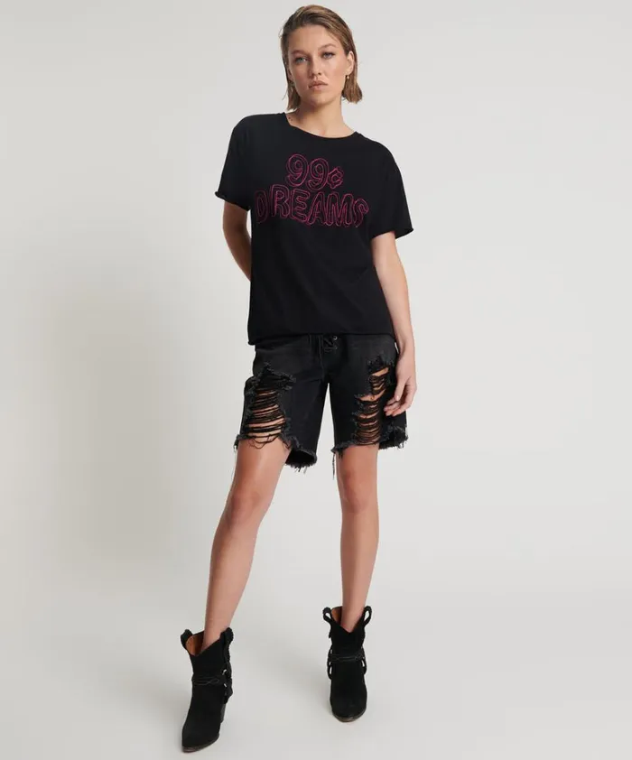 One Teaspoon Basic Tees 99 CENT DREAMS ORGANIC EMBROIDERED TEE 8211 Women One Teaspoon Basic Tees 99 CENT DREAMS ORGANIC EMBROIDERED TEE 8211 Women