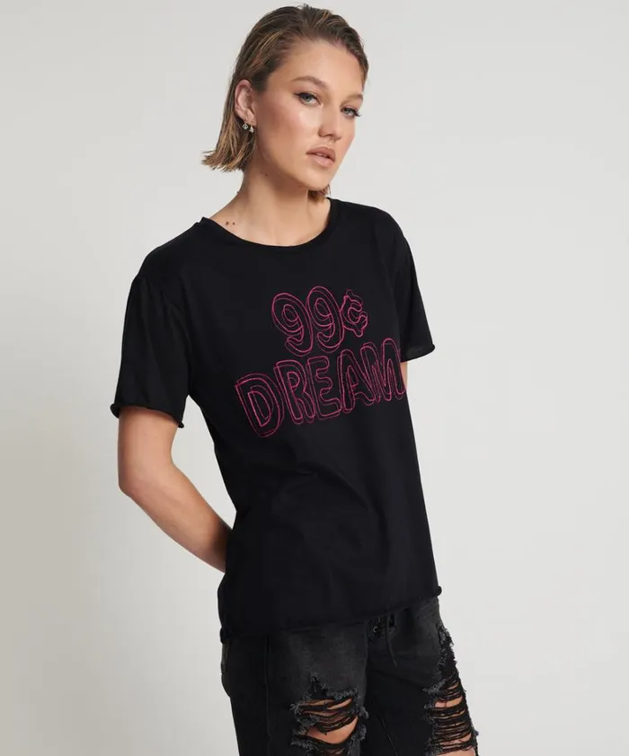 One Teaspoon Basic Tees 99 CENT DREAMS ORGANIC EMBROIDERED TEE 8211 Women One Teaspoon Basic Tees 99 CENT DREAMS ORGANIC EMBROIDERED TEE 8211 Women