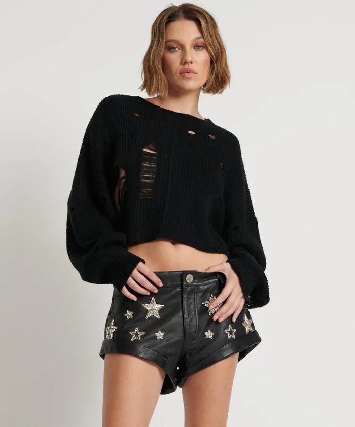 One Teaspoon Bottoms ALL STAR HAND EMBELLISHED LEATHER BANDIT 8211 Women