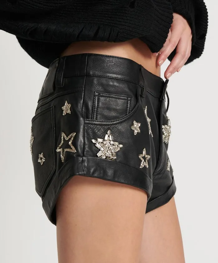 One Teaspoon Bottoms ALL STAR HAND EMBELLISHED LEATHER BANDIT 8211 Women One Teaspoon Bottoms ALL STAR HAND EMBELLISHED LEATHER BANDIT 8211 Women