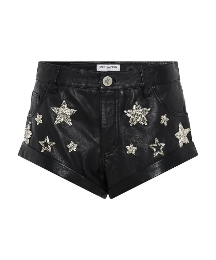 One Teaspoon Bottoms ALL STAR HAND EMBELLISHED LEATHER BANDIT 8211 Women One Teaspoon Bottoms ALL STAR HAND EMBELLISHED LEATHER BANDIT 8211 Women
