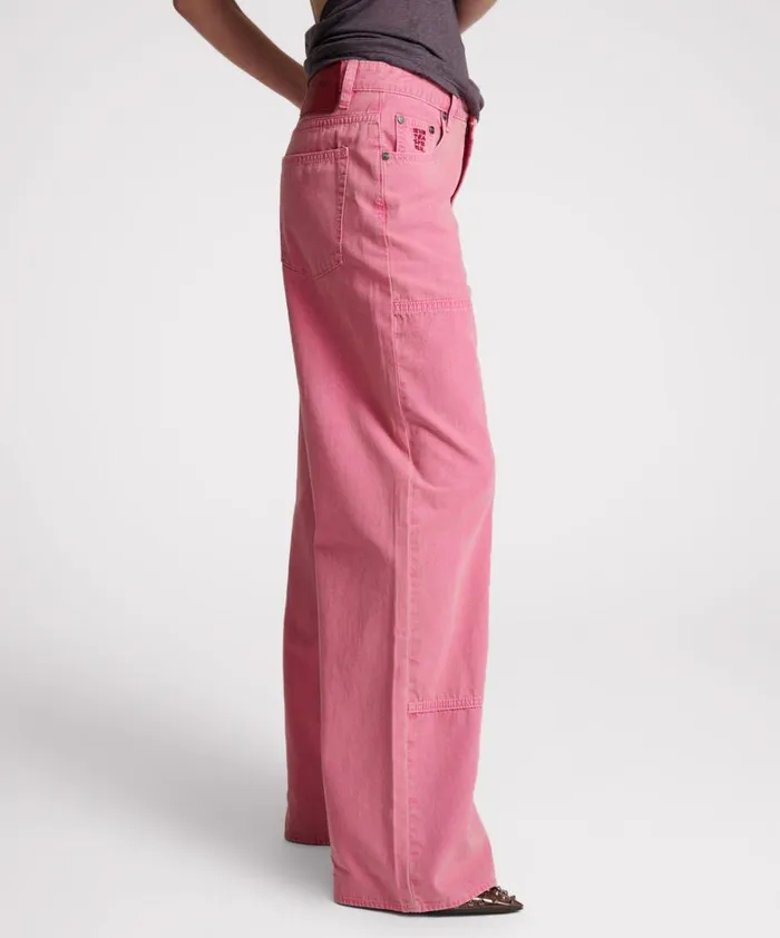 One Teaspoon Bottoms PINK FLAMBE CANVAS JACKSON MID WAIST WIDE LEG PANT 8211 Women One Teaspoon Bottoms PINK FLAMBE CANVAS JACKSON MID WAIST WIDE LEG PANT 8211 Women