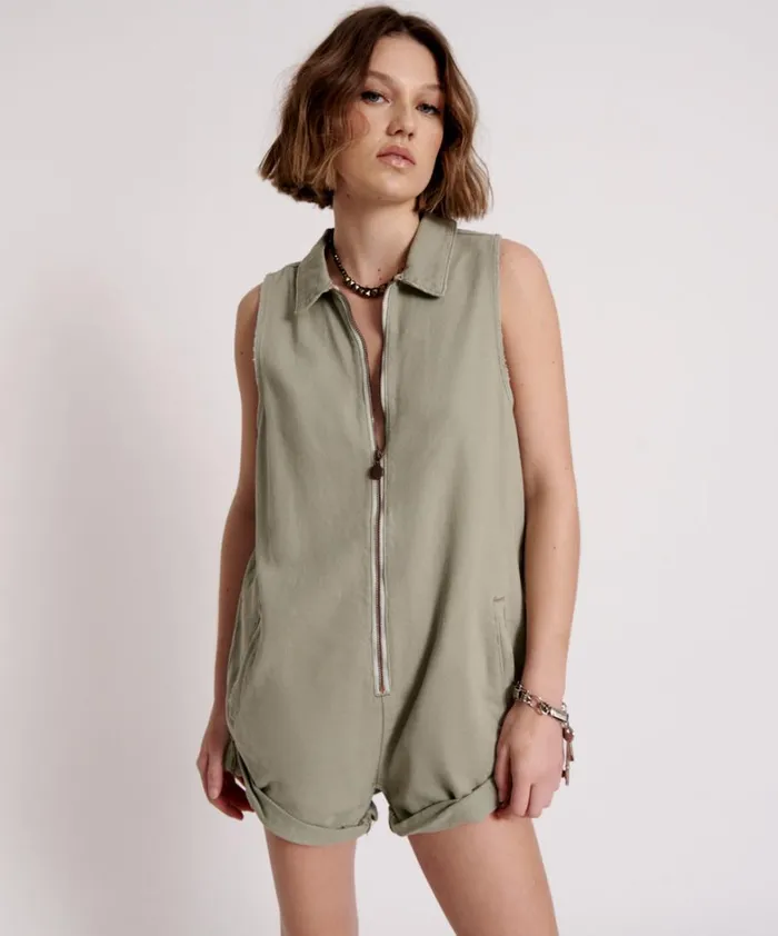 One Teaspoon Denim Jumpsuits FADED KHAKI MINI BRAXTON JUMPSUIT 8211 Women