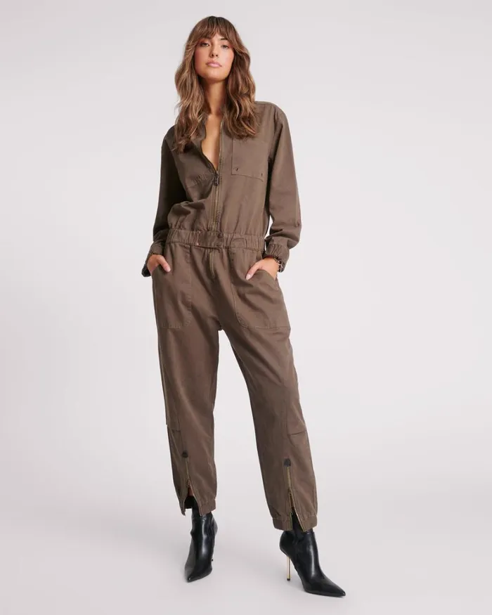One Teaspoon Denim Jumpsuits KHAKI DARK ROMANCE JUMPSUIT 8211 Women