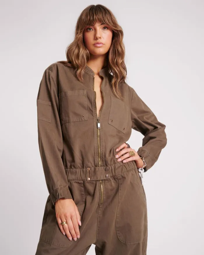 One Teaspoon Denim Jumpsuits KHAKI DARK ROMANCE JUMPSUIT 8211 Women