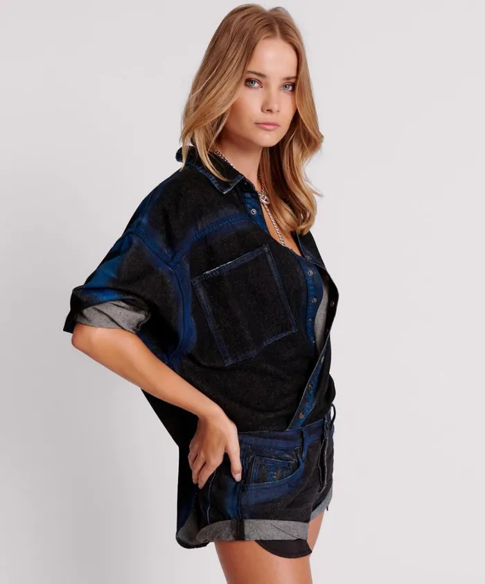 One Teaspoon Denim Shirts BLUE PUNK DARIA DENIM SHIRT 8211 Women One Teaspoon Denim Shirts BLUE PUNK DARIA DENIM SHIRT 8211 Women