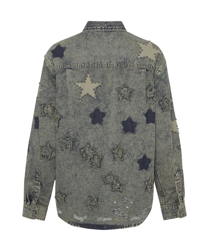 One Teaspoon Denim Shirts PETROL GREEN STAR EVERYDAY SHIRT 8211 Women One Teaspoon Denim Shirts PETROL GREEN STAR EVERYDAY SHIRT 8211 Women