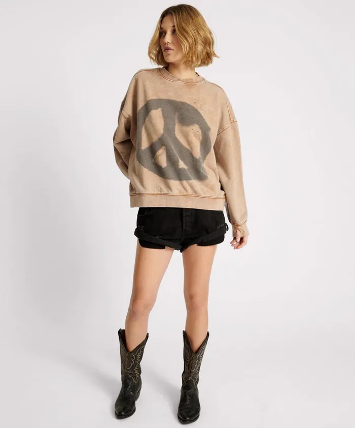 One Teaspoon Hoodies And Sweats PEACE RETRO SWEATER 8211 Women One Teaspoon Hoodies And Sweats PEACE RETRO SWEATER 8211 Women