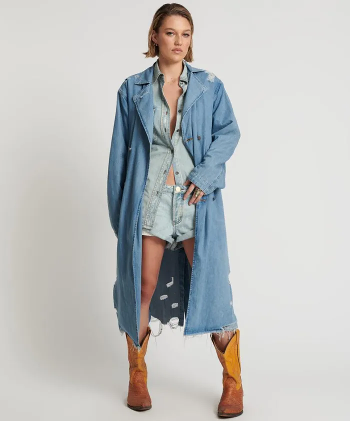 One Teaspoon Jackets PACIFICA DENIM TRENCH COAT 8211 Women