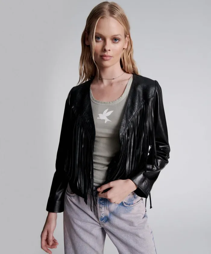 One Teaspoon Jackets WANDERER FRINGED LEATHER JACKET 8211 Women