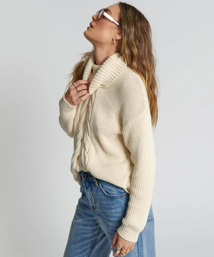 One Teaspoon Knitwear POISON CABLE KNIT SWEATER CREAM 8211 Women One Teaspoon Knitwear POISON CABLE KNIT SWEATER CREAM 8211 Women
